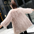 Exquisite womens winter real raccoon fur coat